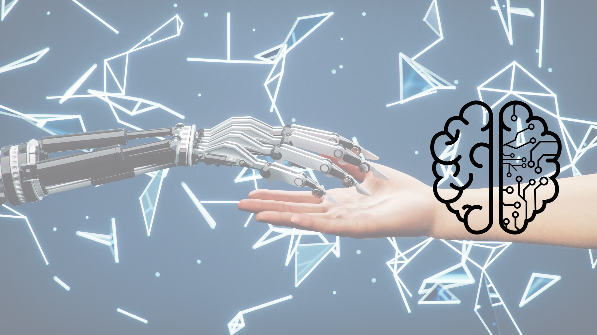 Mano humana y mano de robot estrechandose la mano