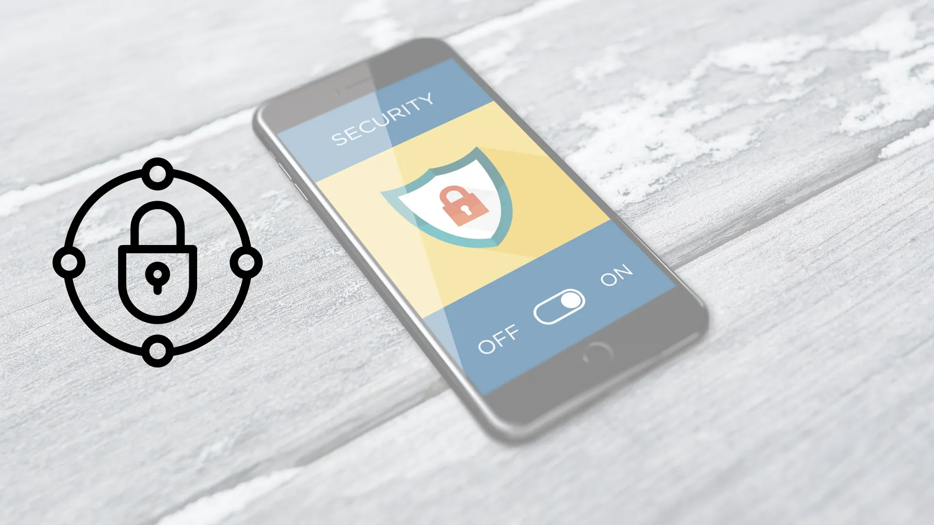 Smartphone en una mesa con imagen aluciva a la seguridad