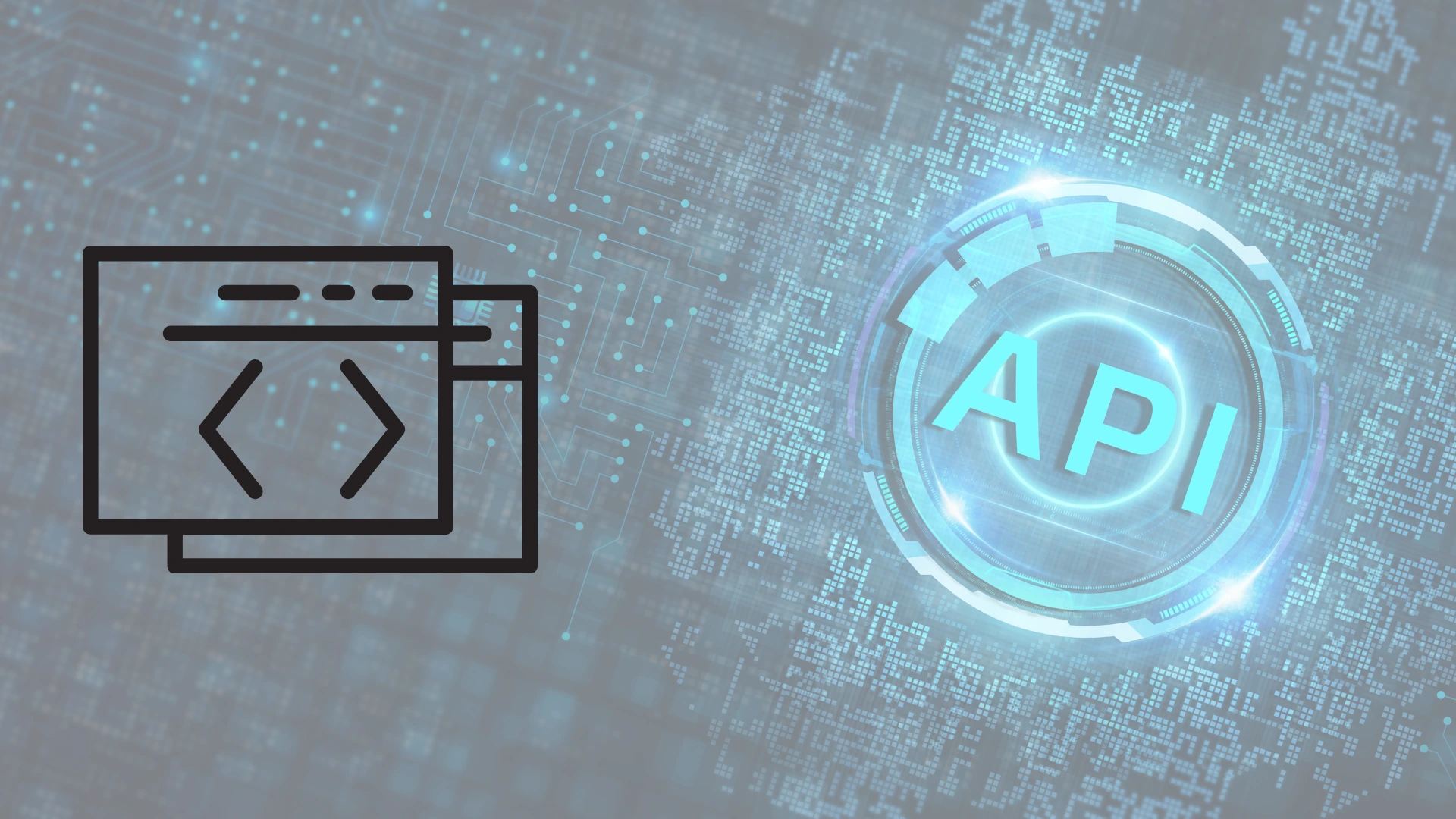 Diseño futurista azul con la palabra API