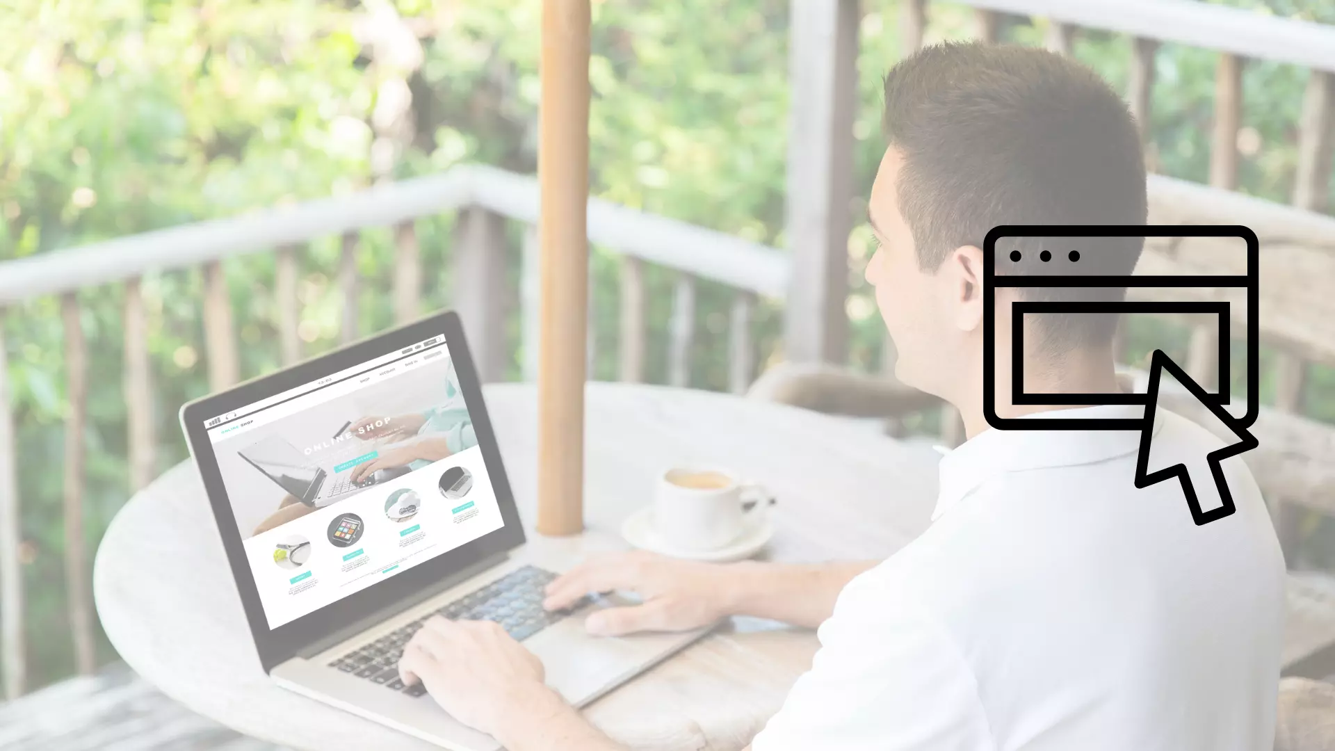 Hombre usando laptop al aire libre