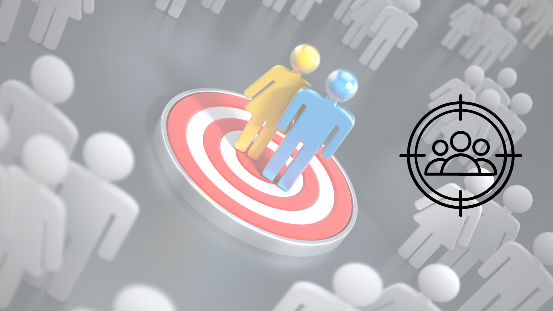 Representacion de audiencia objetivo con muñecos de 3d