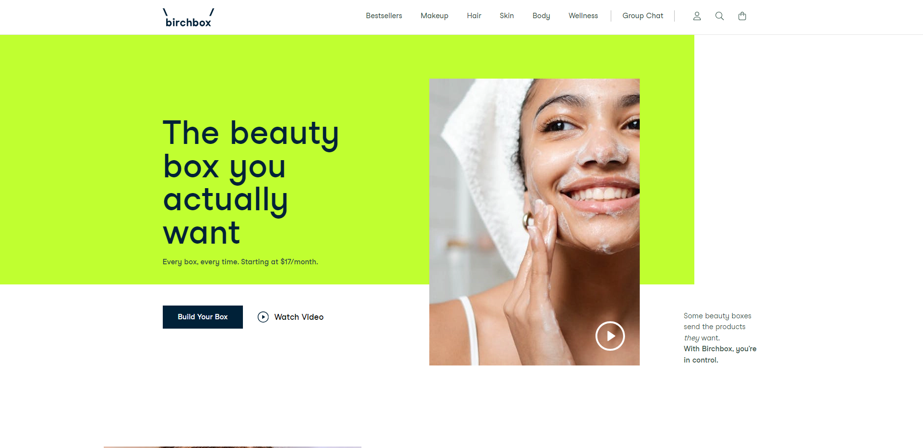 Screenshot de pagina web de Brinchbox