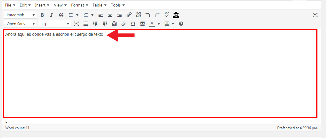 blog cuerpo de texto